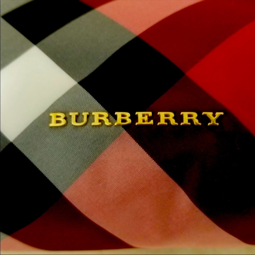 Burberry Red/ Black/ White Zip Top Nylon Clutch Pouch Cosmetic Bag, Unisex, New